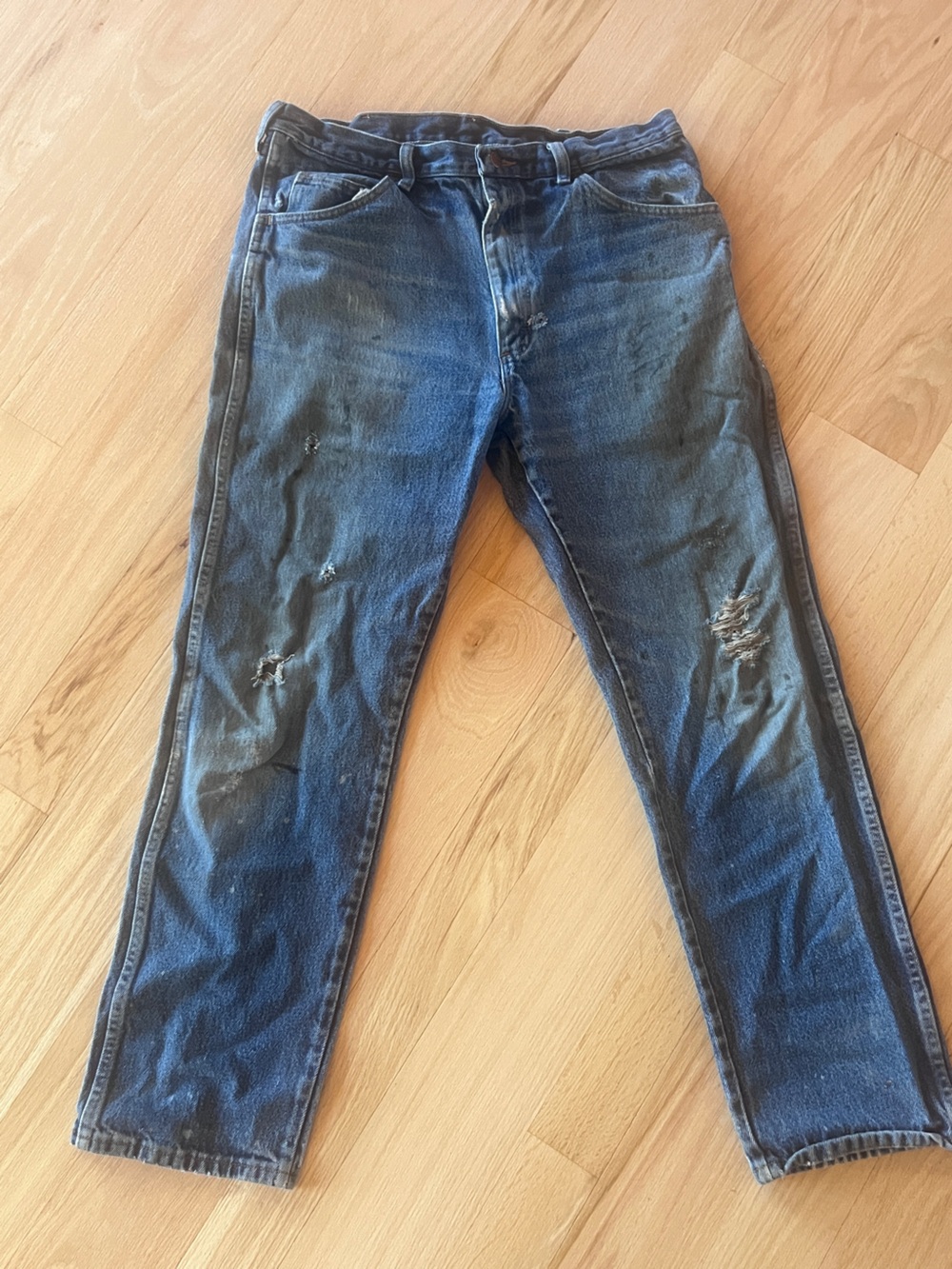 Rustler Men's Vintage Distressed  Painters Workwear Denim 36x32 Jeans